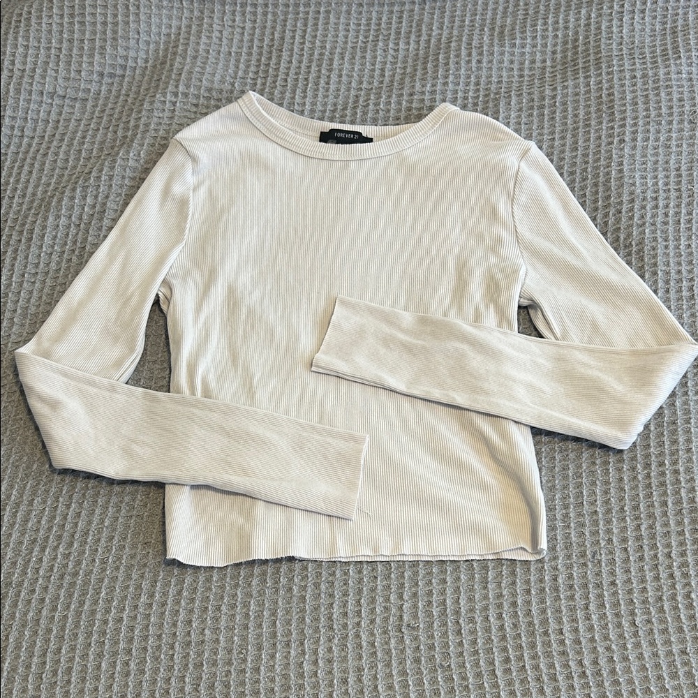 Forever 21 Cream Long Sleeve Tee